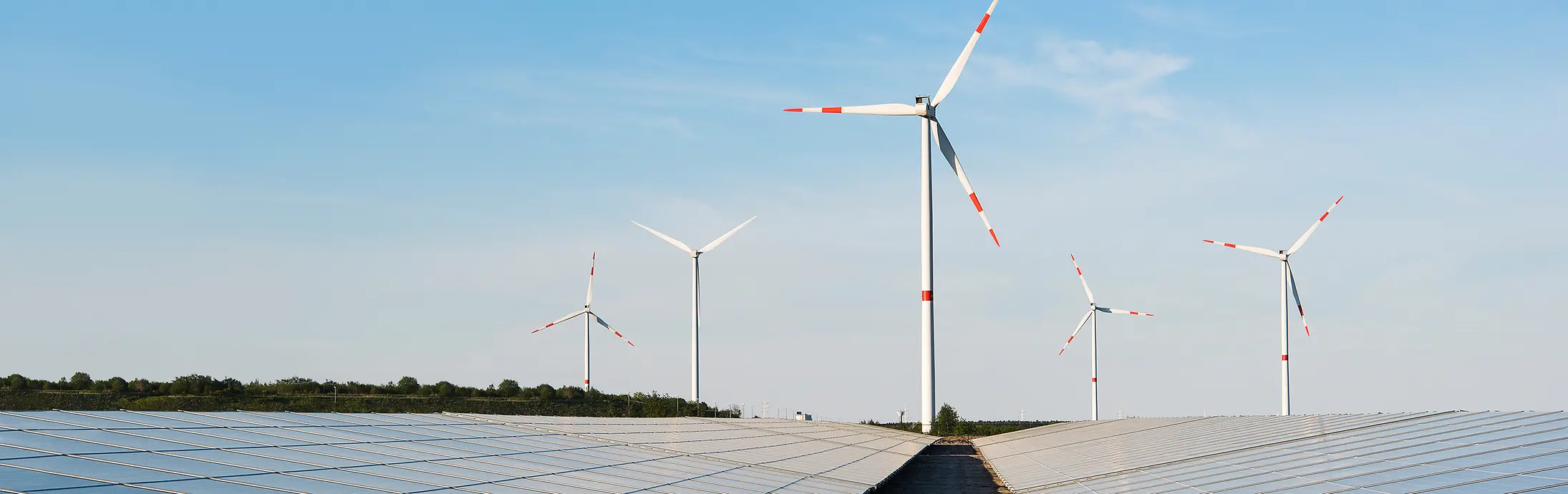 Turbinas de viento y paneles solares