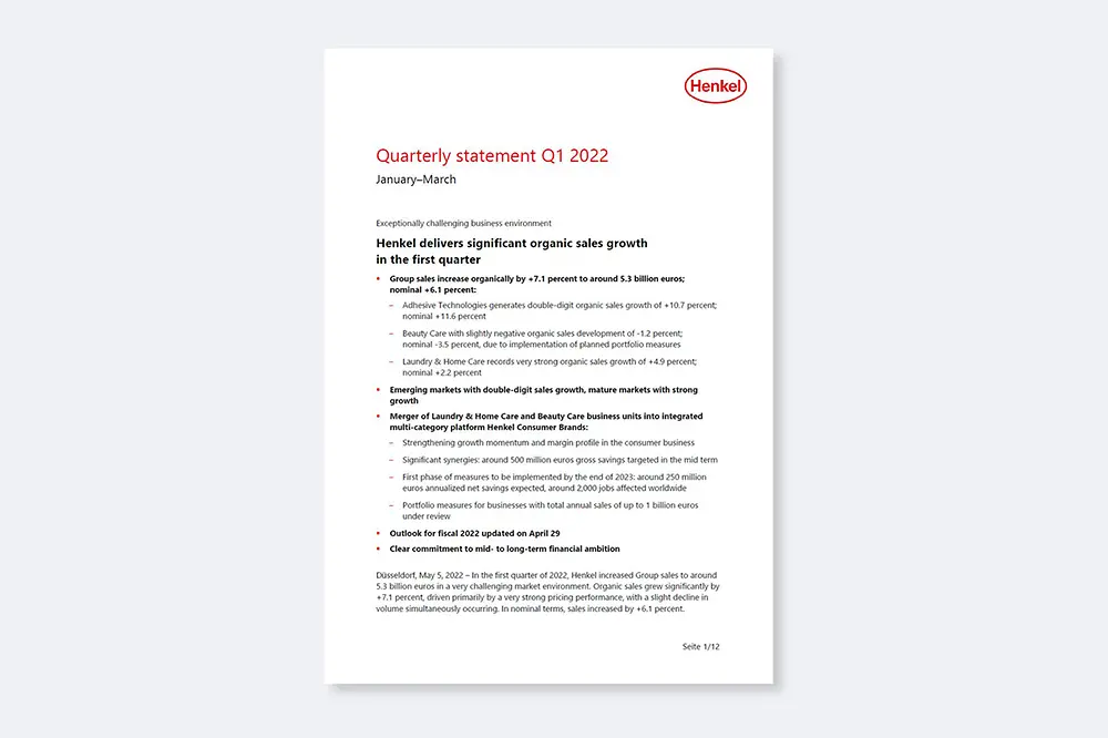 Quarterly Statement Q1 2022